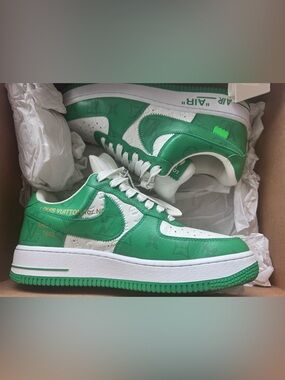 Louis Vuitton x Nike Air Force 1 Green Sneakers